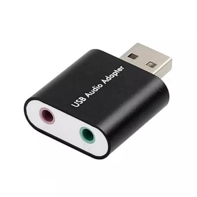 China Aluminum Alloy USB 7.1 External Sound Card Adapter with 3.5mm Jack Headset Microphone for PC Laptop 3D Audio Sound Card for sale