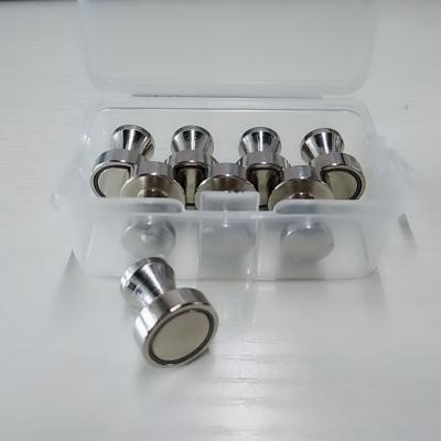 中国 Form Strong Powerful Neodymium Metal D12mm Push Pin Permanent Magnet With Each Pack Of 12 販売のため