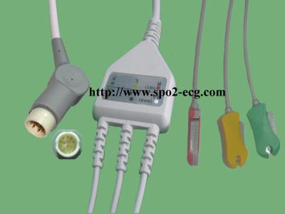 Cina M1280A, M1722A/B, M1723A/B PHILIPS/HP_IEC, cavo di ClipECG ed insieme del leadwire, 3lead, 12pin rotondo in vendita