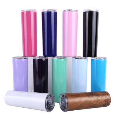 China Custom 304 stainless steel 20oz skinnies sublimation tumblers blanks 20oz viable sublimation tumblers straight with straw for sale