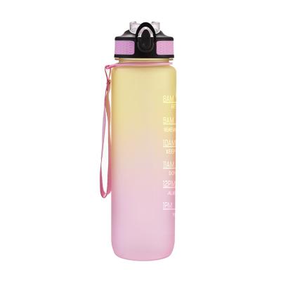 China Wholesale 1000ml Sustainable Sports Tritan Plastic Motivational Water Bottle With Straw for sale