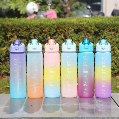 China Custom Made Motivational Sublimation Plastic Sustainable Water Bottle Gallon Gym Bpa Free Reusable Sports Water Bottle for sale