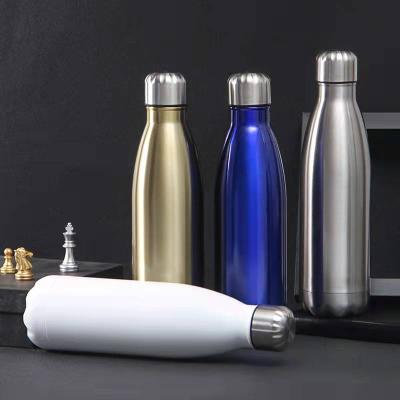 China 500ml Vacuum Sustainable Sports Double Wall Copper Stainless Steel Cola Shape Double Thermo Drink Insulated Water Bottles With Custom Logo for sale