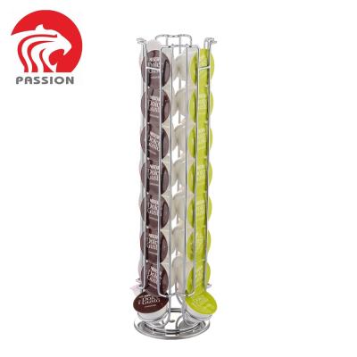 China 360 degree centigrade workable rotate non slip 32PCS DOLCE ENTHUSIASM metal storage coffee pod capsule holder for sale