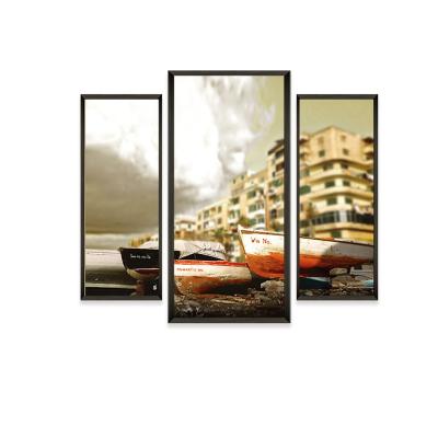 China Modern Home Decor Metal Frame Scratch Poster Canvas Wall Art Landscape Seascape Painting Abstract Wall Painting for sale