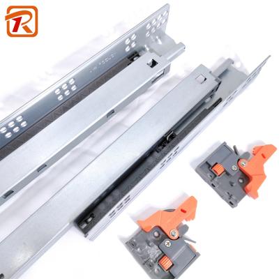 China Soft Closing System 2 Times Soft Close Heavy Duty Telescopic Undermount Drawer Slide Cabinet Sliding Rail for sale