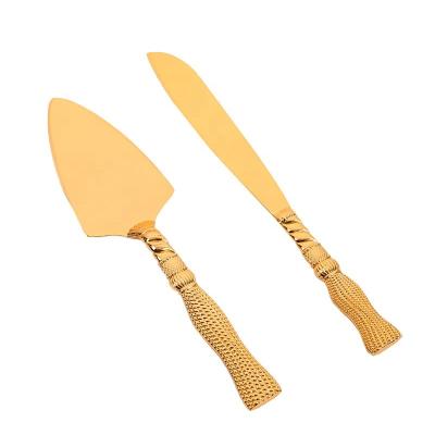 China Viable European plated western food tool hand knife corn kernel pizza shovel handle cake dessert pizza shovel two-piece set for sale