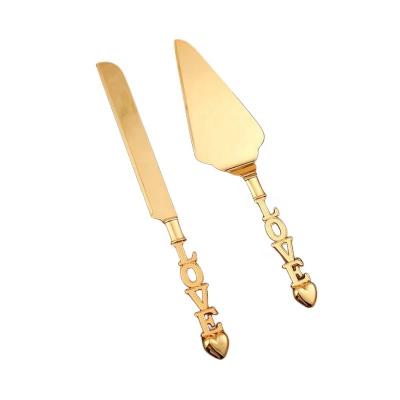 China Viable manufacturers directly to wedding gold household zinc alloy cake knife shovel wedding props set wedding supplies wholesale for sale