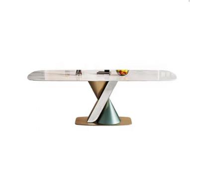 China Customized small light luxury modern dining table pandora table dish rock household size household size dining table and chair combination for sale