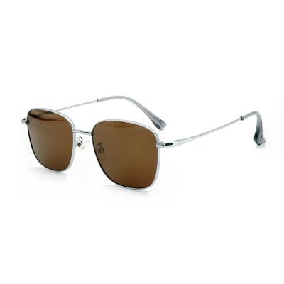 China Fashionable Retro Brown Lenses Men's Silver Gray Metal Frame Sunglasses China for sale