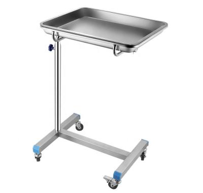 China Stainless Steel Hospital Surgery Mayo Operation Table Easy Clean Medical Trolley With Tray for sale