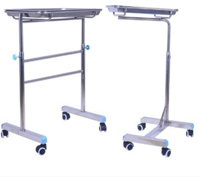 China Easy Clean Hospital Square Stainless Steel Plate Hydraulic Mayo Tray Lift Trolley for sale