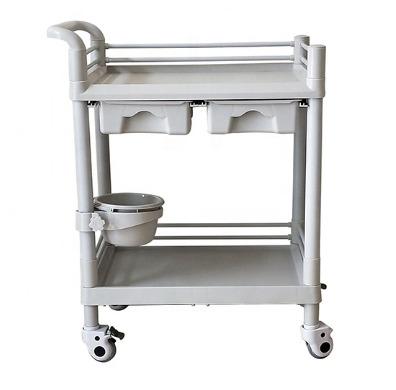 China Hottest Multifunctional ABS Machine Trolley Modern Hospital ABS Storage Trolley Simple 2 Rows Mobile Trolley for sale