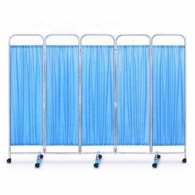 China Stainless Steel Plastic Foldable Hospital Ward Screen 4 Folds Medical Screen for sale