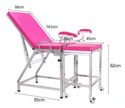 China Modern Low Cost Manual Stainless Steel Examination Bed Obstetrics And Gynecology Delivery Bed With Wheels for sale