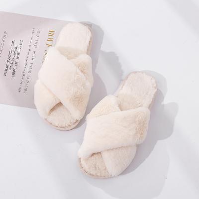 China Hot-selling soft cheap fashionable women's faux rabbit fur slippers insole online fashion trend style slippers for sale