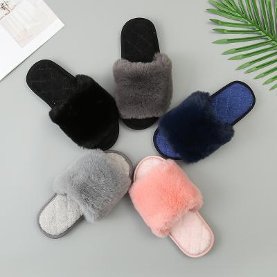 China Factory Price Fashion News Women Fur Slippers Non-slip Easy Wear TPR Outsole Bedroom Slippers for sale