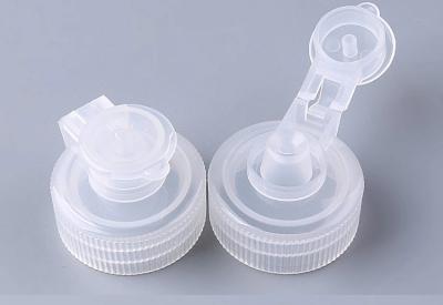 China Round Shape Plastic Flip Top Caps , Transparent Disc Top Cap Custom Logo With Screw for sale