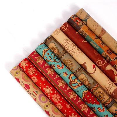 China Wholesale High Quality Printing Simple Biodegradable Christmas Gift Thicken Brown Christmas Gift Wrapping Paper Wrapping Paper for sale