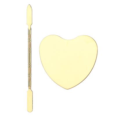 China Nail Art Mixing Palette Ring Stainless Steel Makeup With Spatula Tool For Manicure Mimi Cosmetic Mixing Palette With Spatula For Makeup for sale