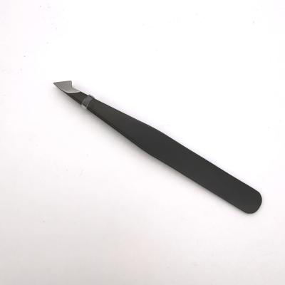 China Multifuntional Customized Anti-static Black Stainless Steel Angled Angled Tweezers Anti-static Eyebrow Tweezers Black Slanted Eyelash Tweezers for sale