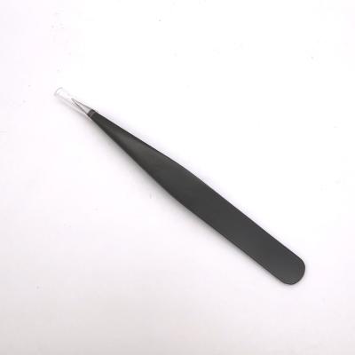 China Multifuntional Stainless Steel Pointed Tip Tweezers Black Pointed Eyebrow Tweezers With Private Logo for sale