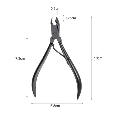 China Inveterate Black Nipper Private Label Manicure Nail Cuticle Cutter Professional Disposable Pedicure Scissors Right Handed for sale