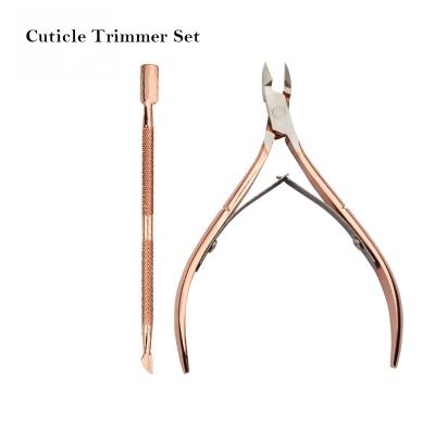 China Wholesale Stainless Cuticle Nipper Dead Skin Pusher from Multifuntional Rose Gold Cuticle Nipper Set for Nail Treatment Tools for sale