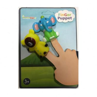 China Soft Plastic Rubber Felt Animal Figure Pretend Play Game Two Finger Puppets Model Toy For Kids for sale