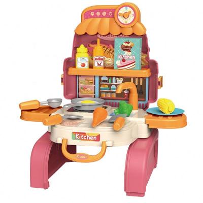 China Modern Safe Plastic Simulation Kitchen Set Toy Cooking Game School Bag Chefs House Play Toys for sale