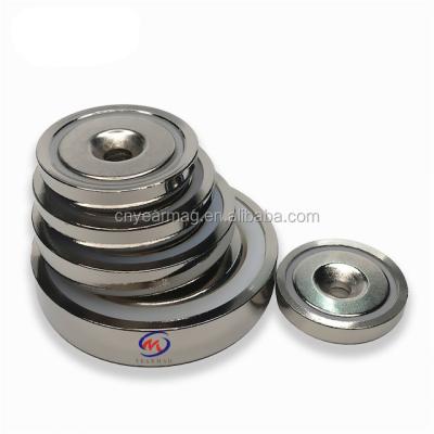 China D16mm-D120mm Rare Earth Permanent Strong Powerful Round Neodymium Cup Holder Magnetic Pot Magnet Mount With Countersunk Drilling for sale