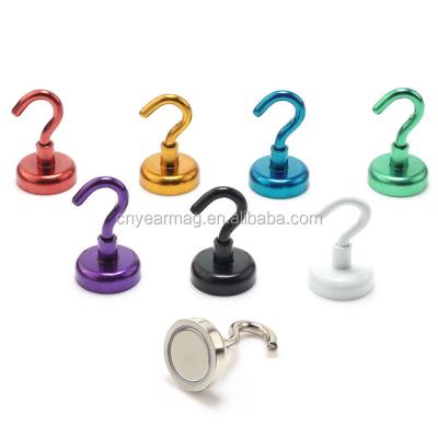 China Reusable Strong Powerful Heavy Duty Neodymium Magnet Hooks With Assorted Colors for sale