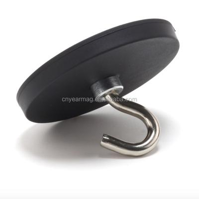 China Waterproof Heavy Duty Rubber Coated Neodymium Magnetic Hook Diameter 22/31/43/66/88mm for sale