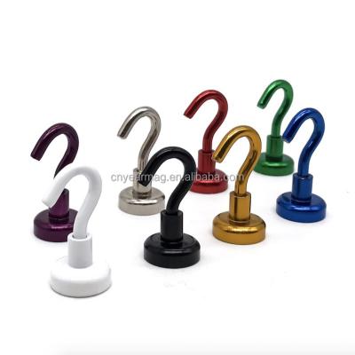 China Eco-friendly Assorted Colors Strong Powerful Neodymium Heavy Duty Magnetic Pot Magnet Colorful Hooks for sale