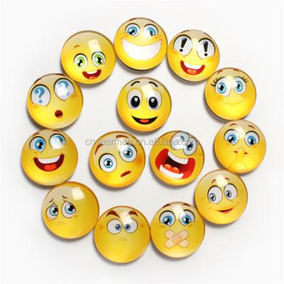 China Hot Sales People Smiley Face Crystal Glass Refrigerator Magnets For Fridge Decor for sale