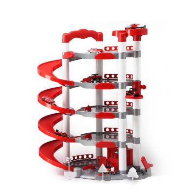 China 3*AG13 Battery/Sound/6*Metal Cars/1*Metal Cars/1*Metal Helicopter 62 PCS Parking Toy Set Mini Alloy Car Included Plastic Fire Engine Truck Toy Kids Toy for sale