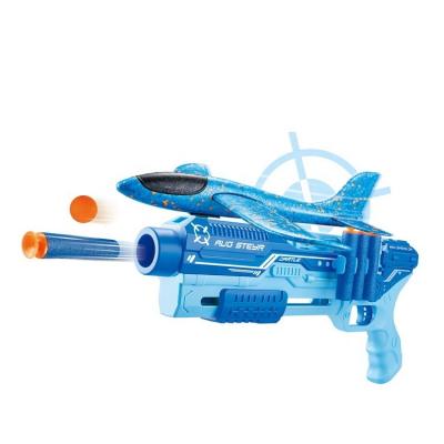 China Electronic Toy 5 in 1 34 cm Plane Gliders Flat Toy Catapult Plane Gun Foam Glider Kids Toy Gun Toys Soft Bullet for sale