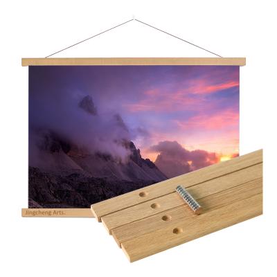 China Natural Outdoor/Indoor Advertising Hanger Poster Holder For Wall Decoration Custom Size Wooden Poster Magnetic Hanger for sale