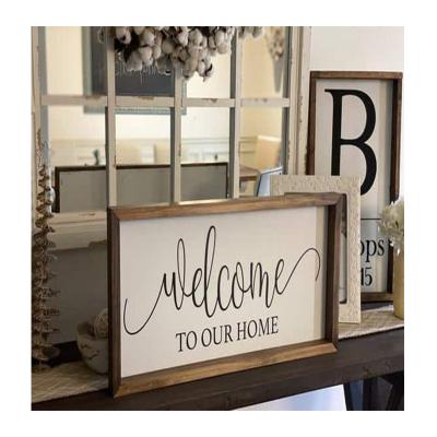 China Europe Farmhouse Porch Sign Decoration Welcome Sign For Front Door Wood Wooden Welcome Sign for sale