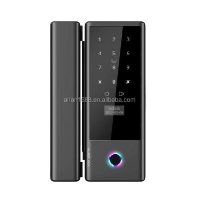 China Home office universal tuya apartments hotel smart wifi or ttlock APP smart glass door lock for swing sliding door switch direction freely for sale