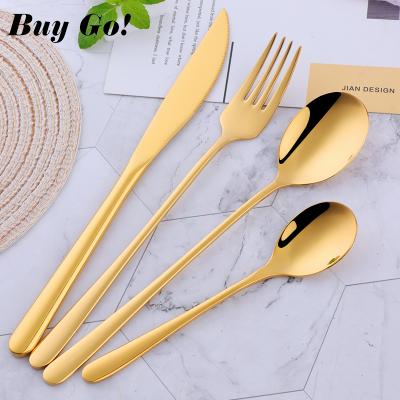 China Viable Korean Cutlery Set Eco 304 Stainless Steel Elegant Spoon Fork and Knife Gold Dining Flatware Set for sale