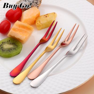 China Sustainable Sustainable Wholesale Custom Eco-friendly Titanium Plated Stainless Steel Dessert Cake Salad Fruit Fork for sale