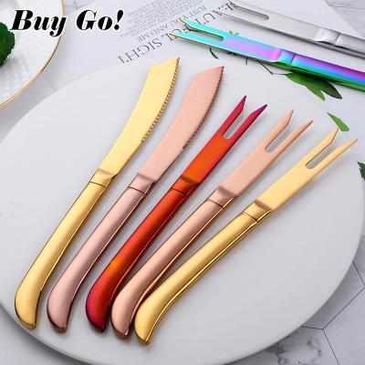 China Sustainable Sustainable Custom High Quality Color Plated Forged Stainless Steel Steak Fork And Knife for sale