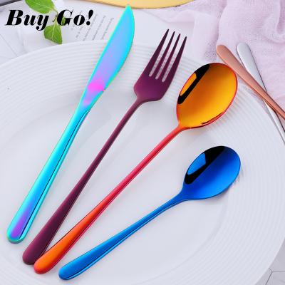 China New Design Fashionable 304 Stainless Steel Viable Knife and Fork 4pcs Cutlery Set Korean Spoon Dinnerware Set for Wedding Party and Home for sale