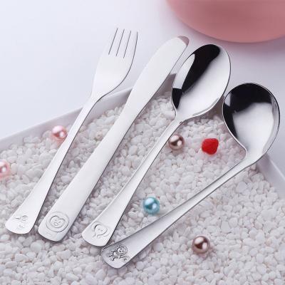 China Sustainable Sustainable Kids Cutlery Set Kids Stainless Steel Cutlery Set Kids Flatware Spoon Fork Knife for sale