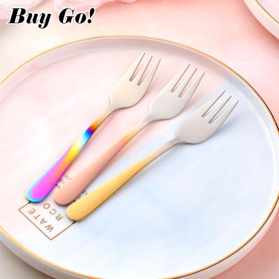 China Sustainable Sales Stainless Steel Dessert Cake Hot Tea Fork Reusable Fruit Fork for sale