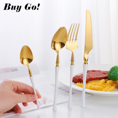 China 304 Stainless Steel Knife Cake Fork Small Size Spoon And European Dessert Gold Plated Light Western Mirror Steak Tableware for sale