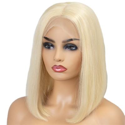 China None Short Human Blonde Bob Wig,Blonde Bob Lace Front Closure Wig,Hair Tangle 13x4 613 Short Honey Blonde Bob Wig for sale