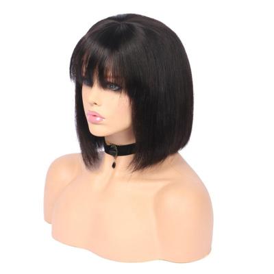 China 12inch Lace Front Human Hair Wigs Wholesale Cheap Brazilian Straight Lace Front Human Hair Wig Transparent Short Bob Wig For Black Women for sale