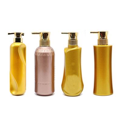 China Eco-Friendly Hotel Shampoo Pump Bottle 300ml 500ml Rose Gold Plastic Pump Empty Unique Luxury Custom Wholesale Eco-Friendly Shampoo Bottles for sale